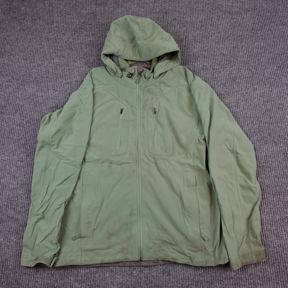 Burton AK Jacket Mens Medium Green Hooded Full Zip Softshell Ski Snow Winter